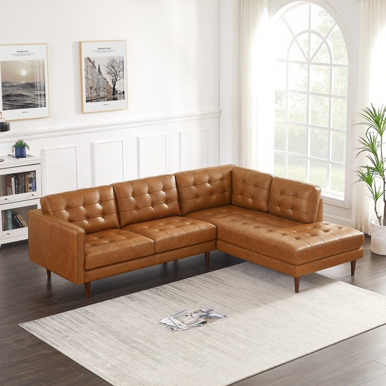 Trent Austin Design® Ahumada 100" Wide Genuine Leather Sofa & Chaise & Reviews Wayfair